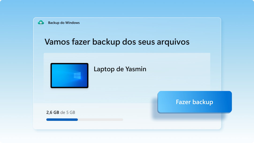 Tela do Backup do Windows que mostra o status do backup