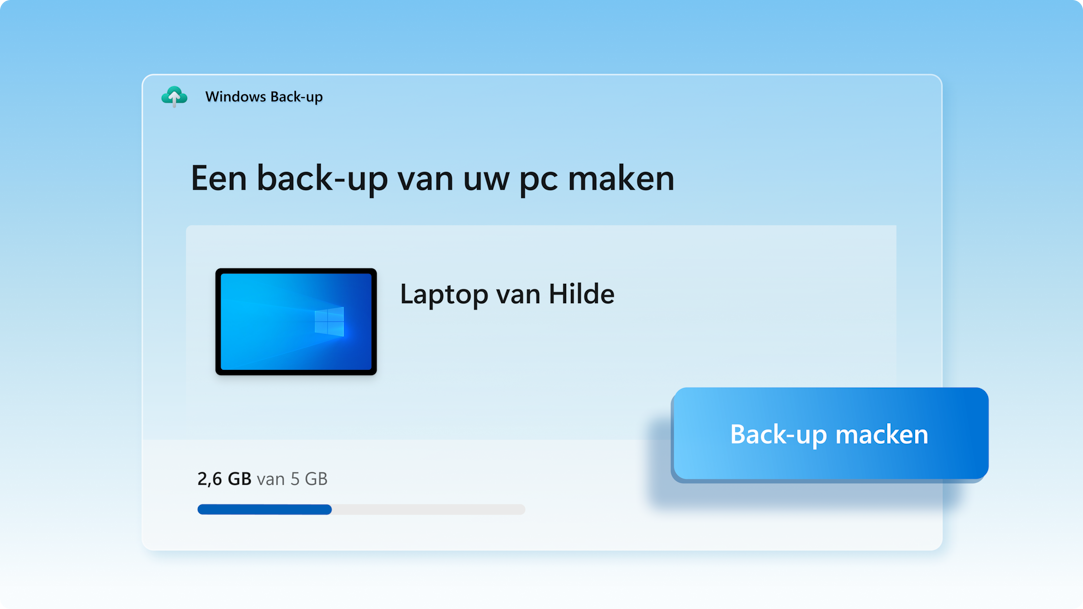 Windows Back-upscherm toont back-upstatus