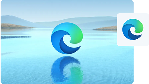 Microsoft Edge-Bildschirm mit Edge-Logo