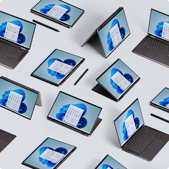 An array of Windows 11 PCs