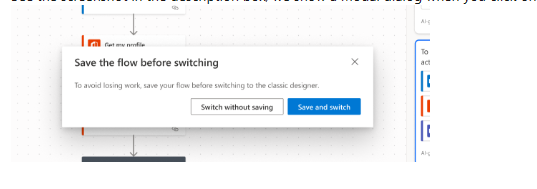 Save the flow before switching message