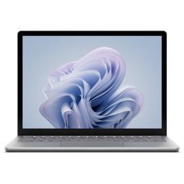 A front view of a Surface Laptop 6 for Business in the 13.5-inch size in the colour Platinum.