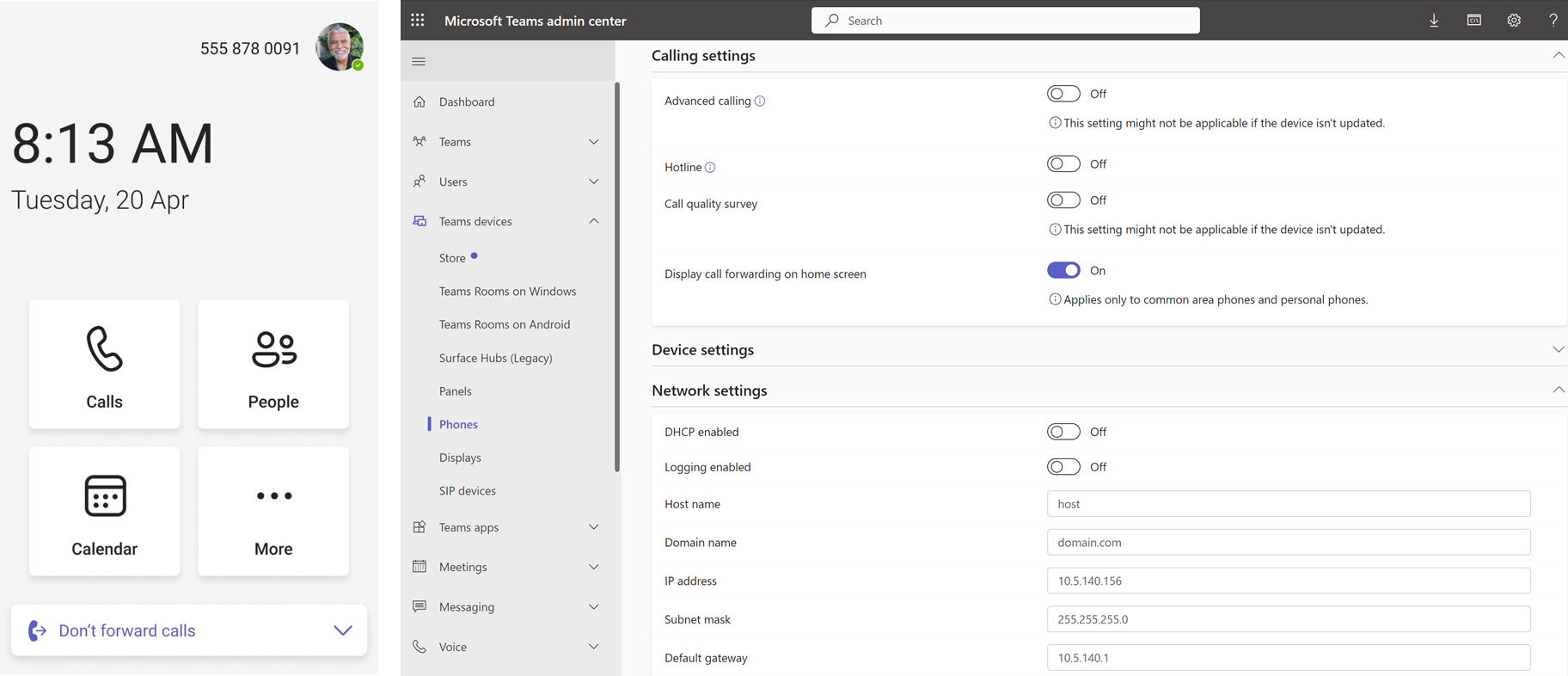 Configuration profile setting