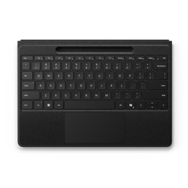 Pohled shora na klávesnici Surface Pro Flex v černé barvě. 