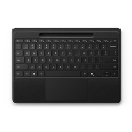 A top-down view of a Surface Pro Flex Keyboard in the colour Black. 