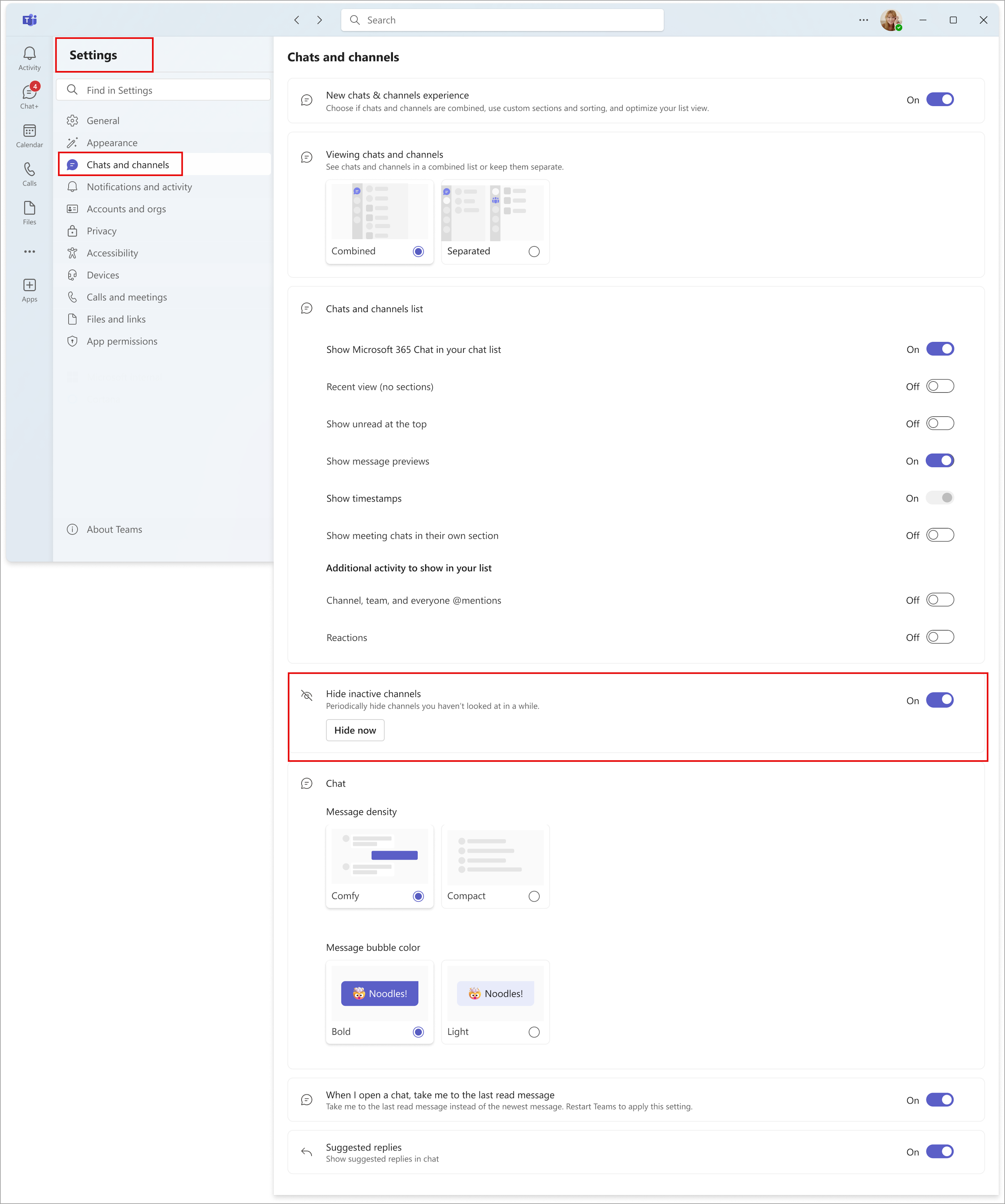 Hide inactive channels