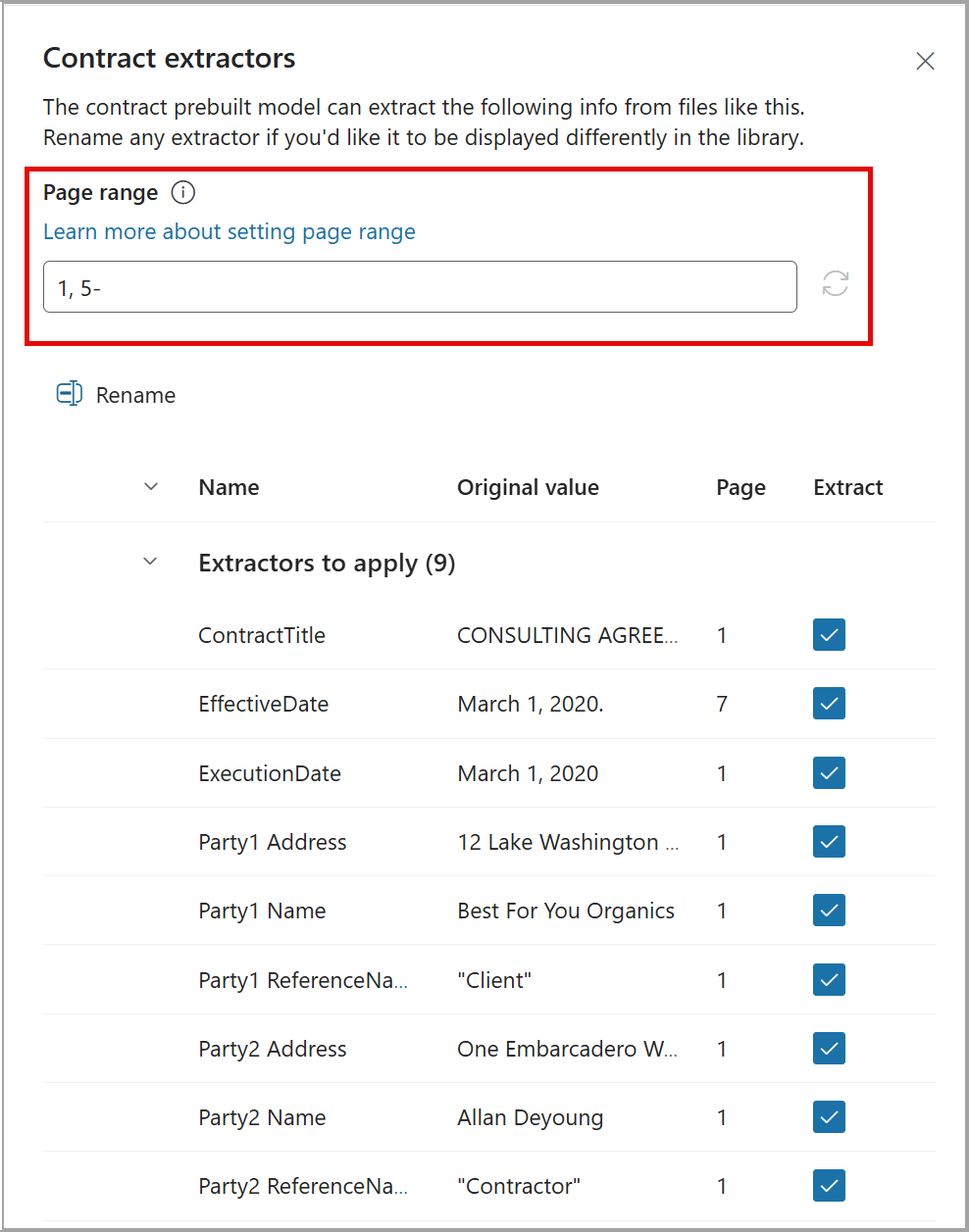 selecting detected extractors