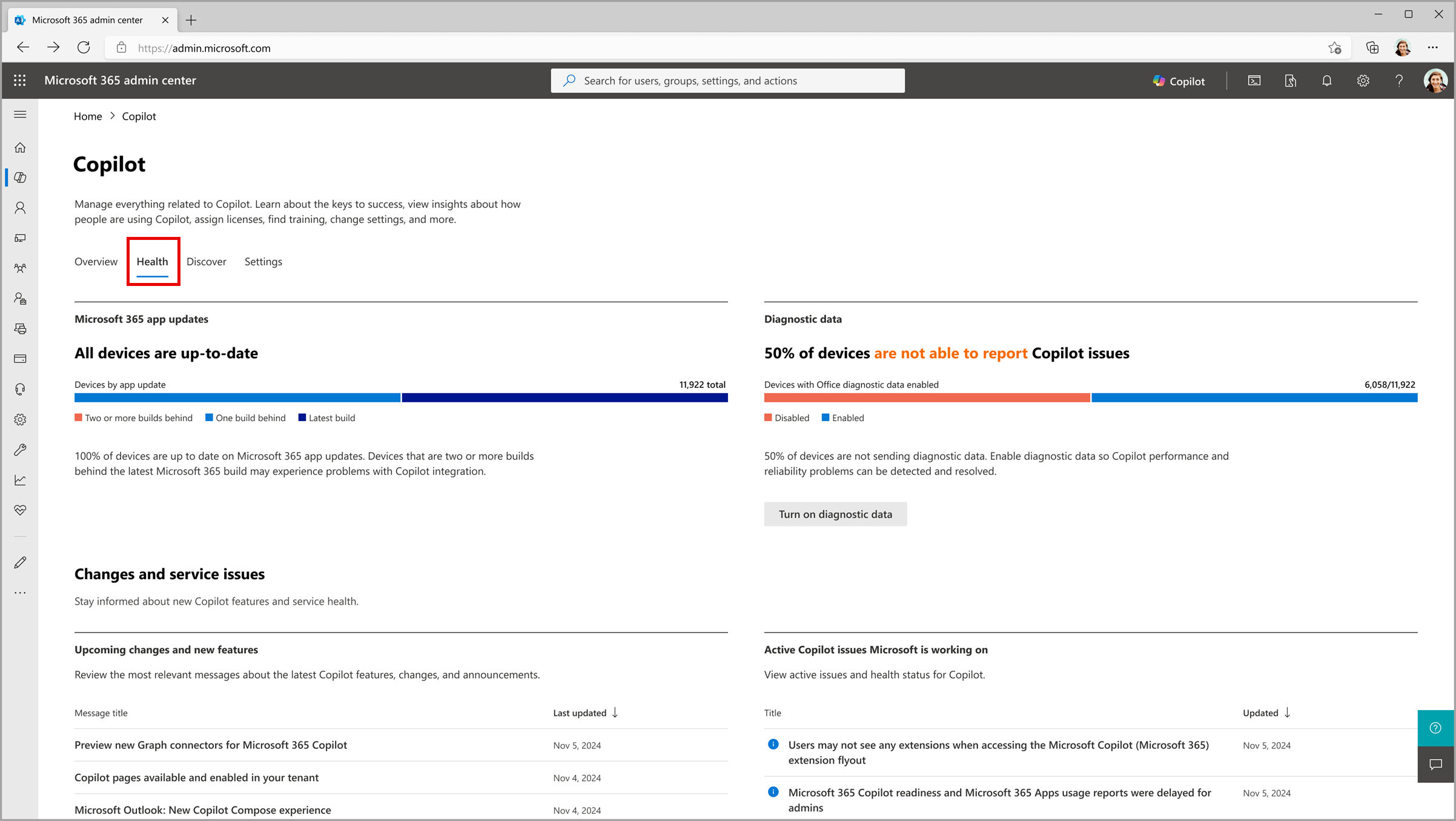 Microsoft 365 admin center: Enhancements to Copilot administration page [MC961759]