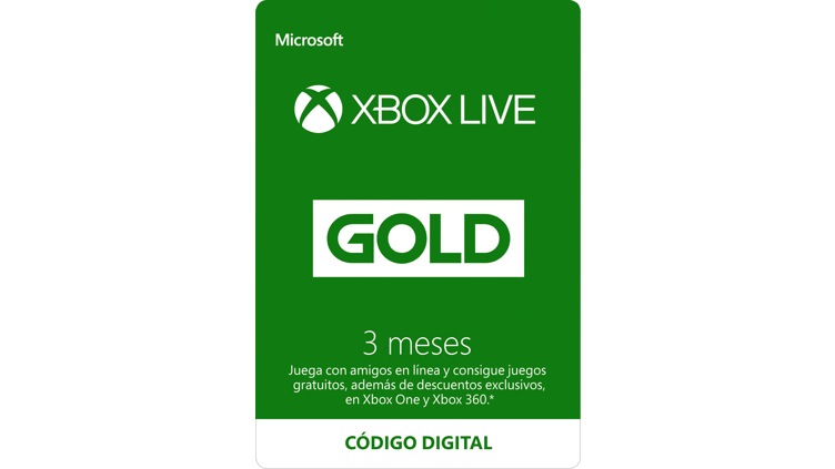 Suscripción a Xbox Live Gold de 3 meses (Código digital)