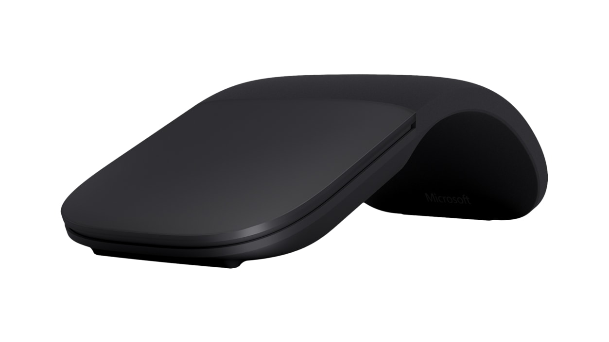 Microsoft Arc Mouse - Black - Angled View Arched