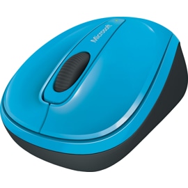 Cyan Blue Microsoft Wireless Mobile Mouse 3500 left side angle view.