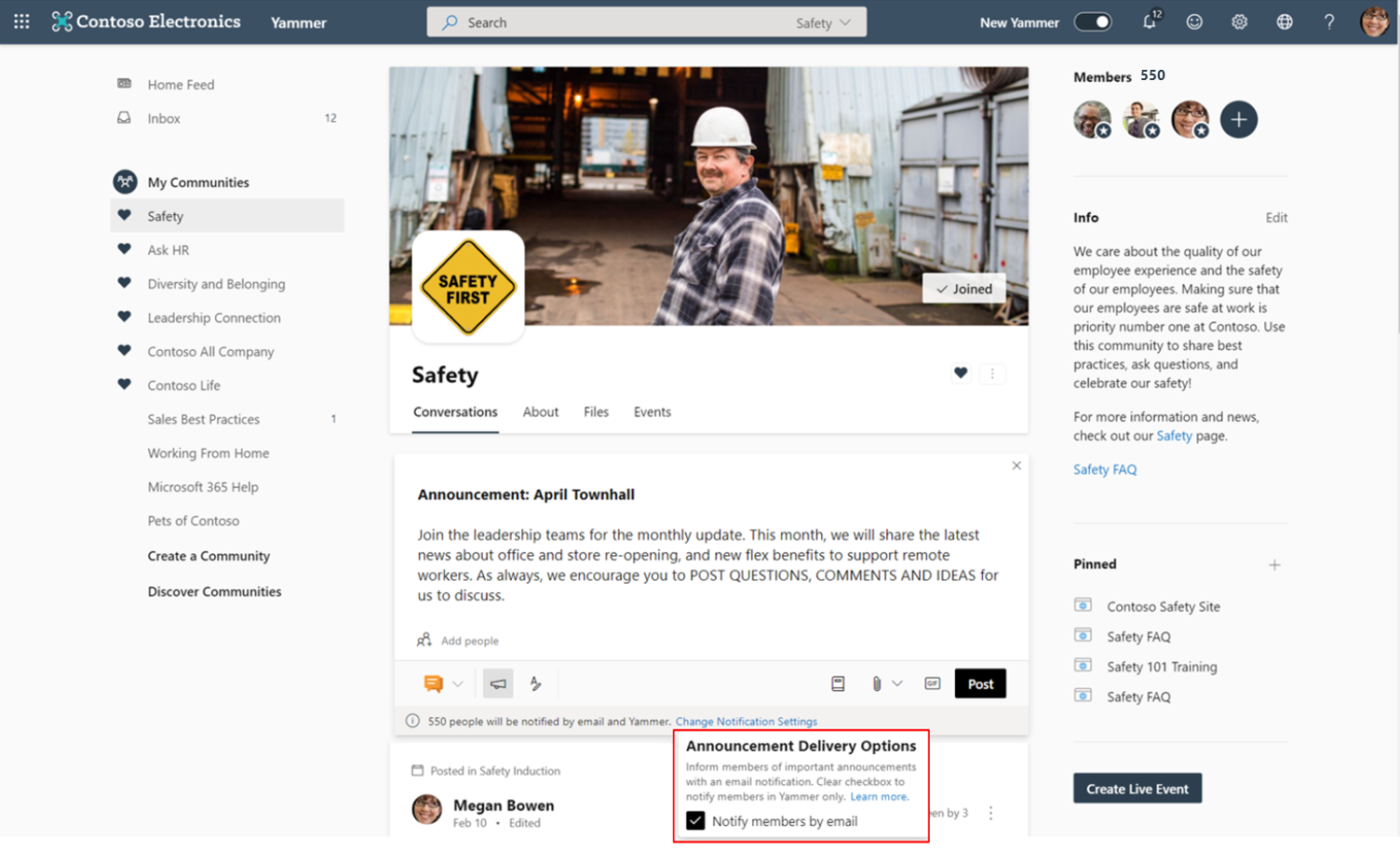 Enable Essential Announcements in Yammer