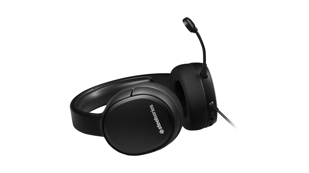 Angled view of SteelSeries Arctis 1 Wired Gaming Headset.