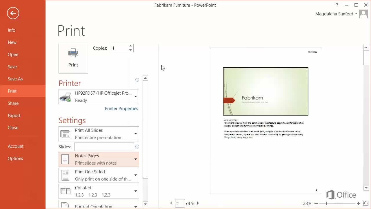 Как распечатать презентацию powerpoint