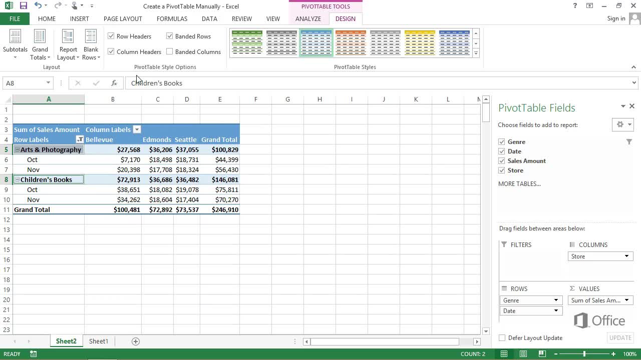 Video: Sortere, filtrere, oppsummere og beregne pivottabelldata - Støtte  for Microsoft