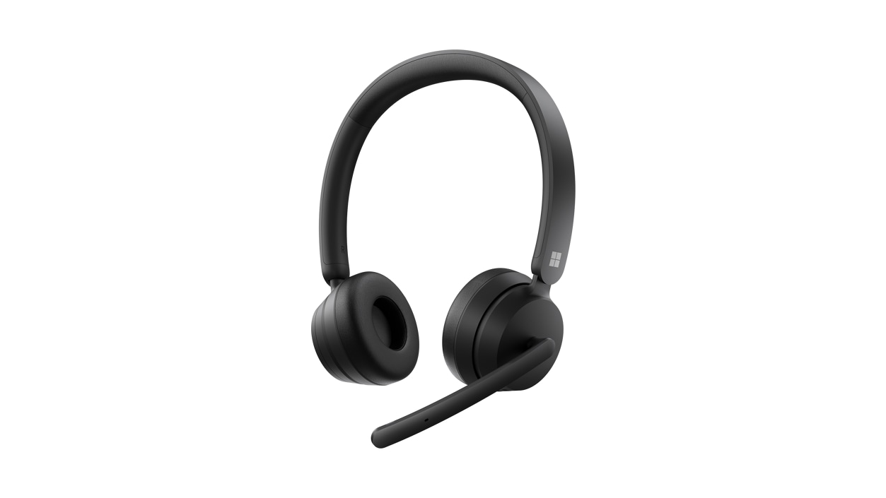 Left angle view of the Microsoft Modern Wireless Headset.