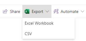Lists dropdown with CSV