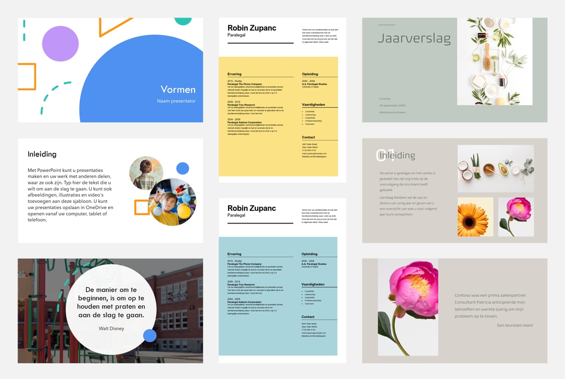 A Sampling of 8 colorful premium templates.