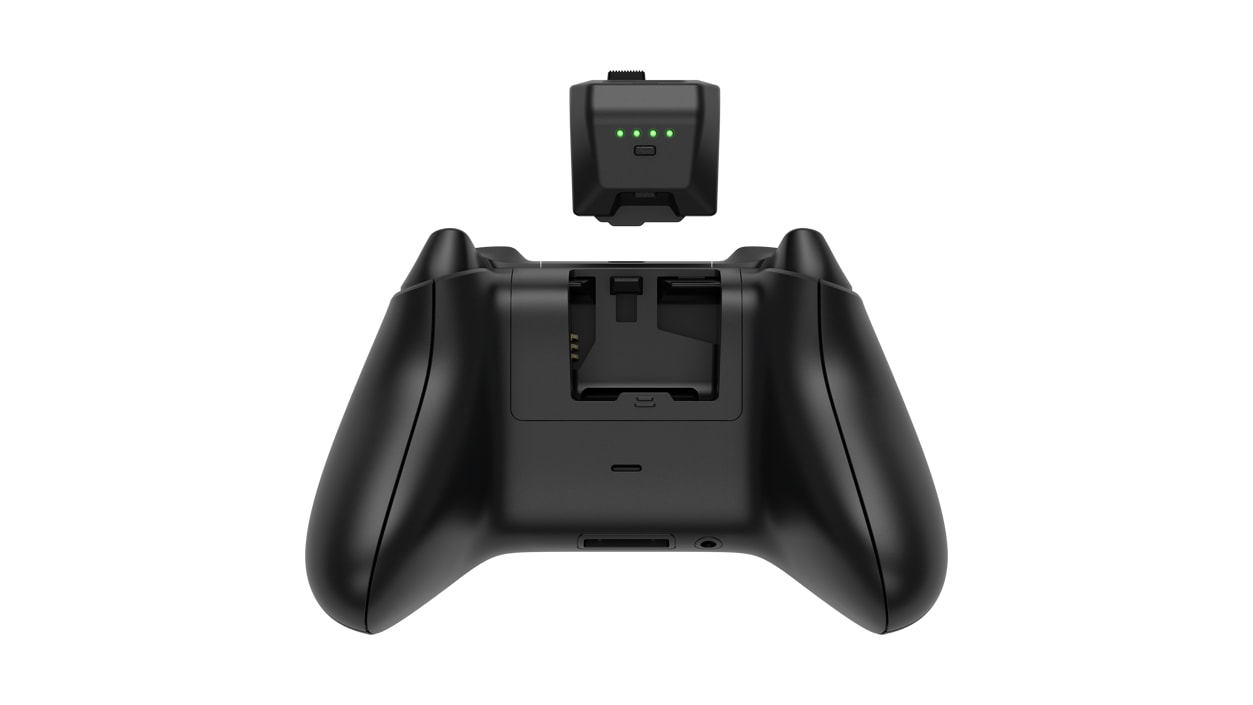 An Xbox controller featuring the Otterbox Power Swap Controller Battery.