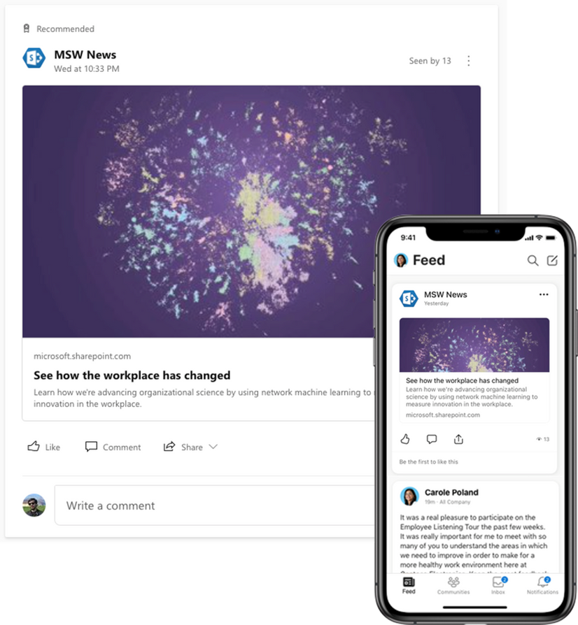 Sharepoint News in Yammer Feed
