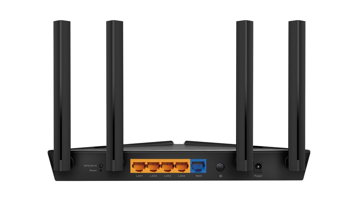 Ports on a T P-Link A X 1 5 0 0 Wi-Fi 6 Router.