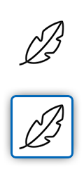 Icon showing a feather