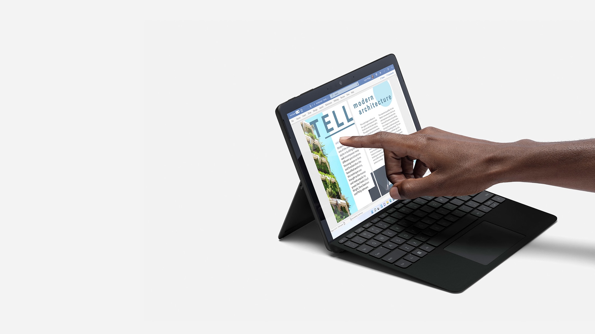 Surface Go 3 sedang digunakan sebagai komputer riba.