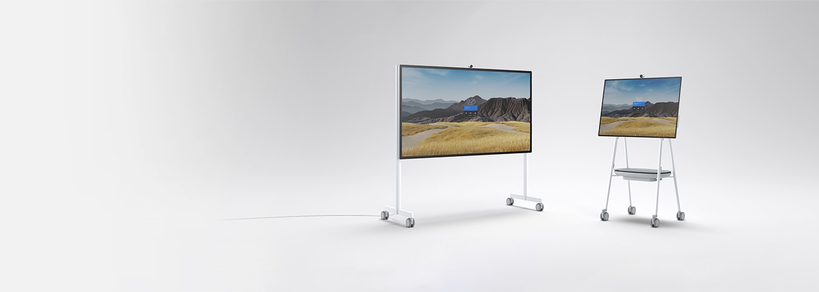 Hub 2S 85-inch and 50-inch sizes side-by-side