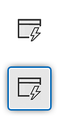 Ícone a apresentar uma imagem de software com um relâmpago