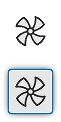 Ventilátort ábrázoló ikon a hűtés szemléltetésére