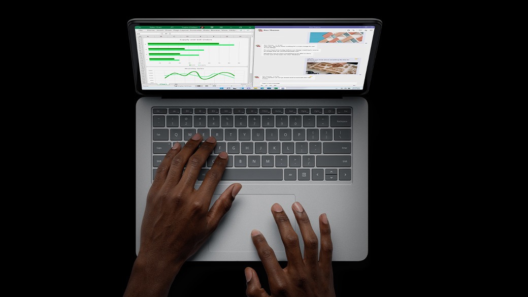 Draufsicht der Tastatur des Surface Laptop Studio.
