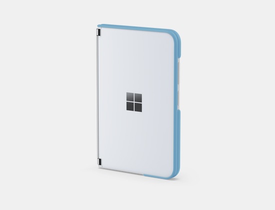 Render of Surface Duo 2 Bumper in light blue on device