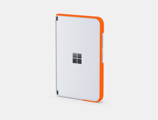 Render of Surface Duo 2 Bumper in tangerine on devic2