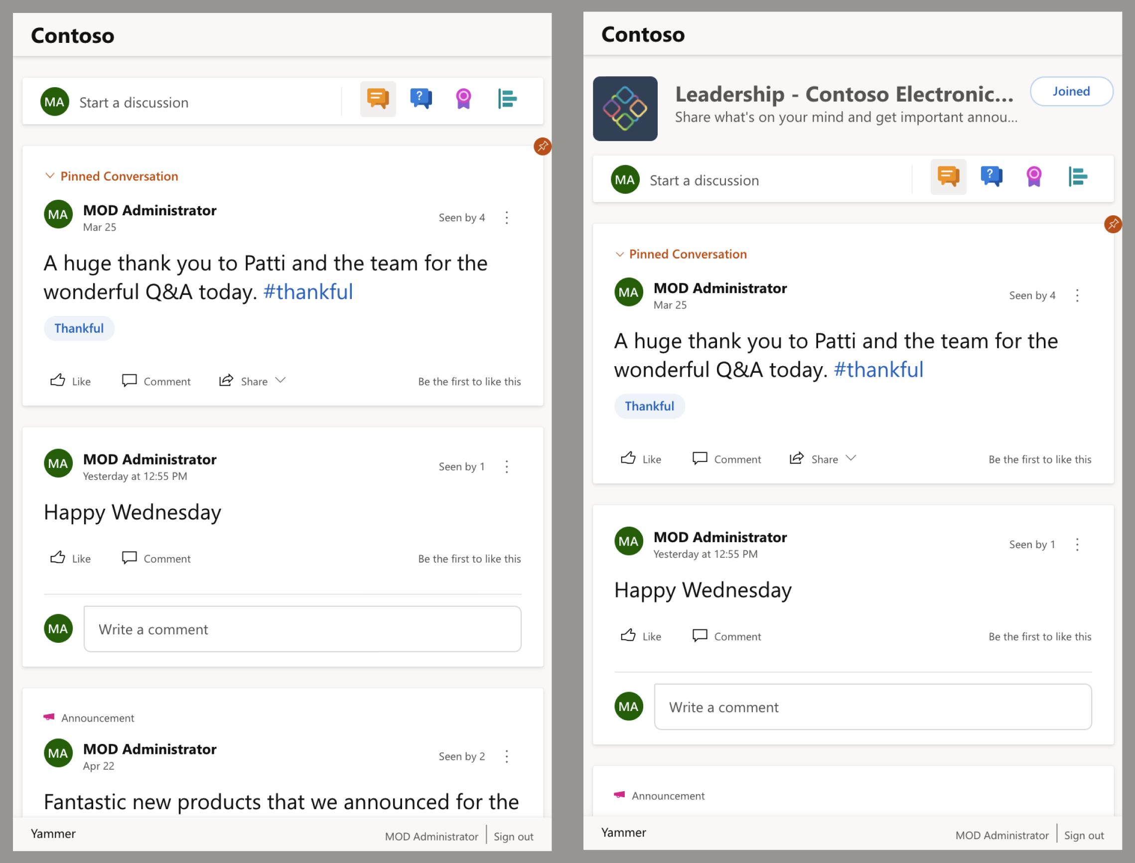 Yammer: Community Header in Yammer Embed Feed