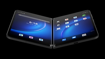 Image d’un Surface Duo 2 ouvert montrant deux écrans.
