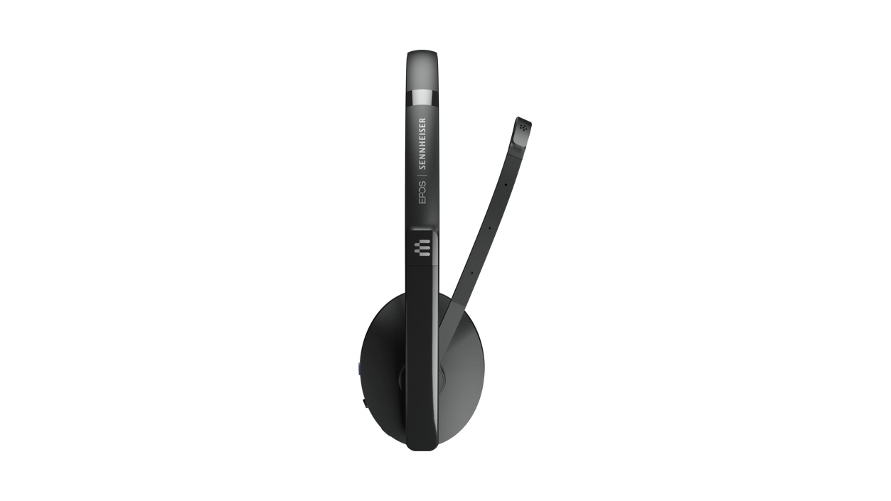 Sennheiser EPOS ADAPT 231 Bluetooth Headset with U S B - C Dongle from the side. 