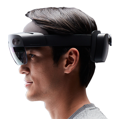 A person wearing HoloLens 2.