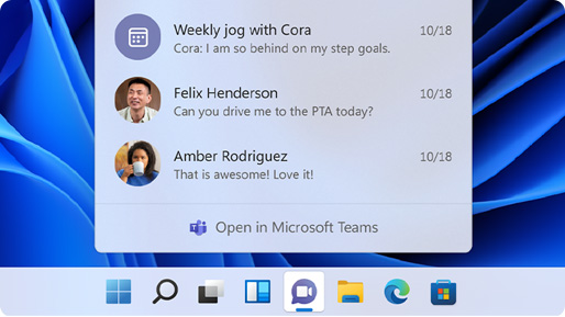 Ecrãs de funcionalidades disponíveis no Windows 11