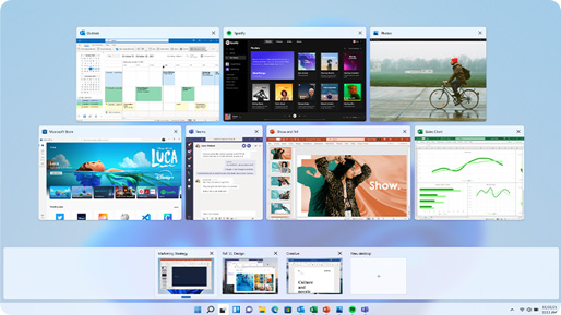 Ecrãs de funcionalidades disponíveis no Windows 11