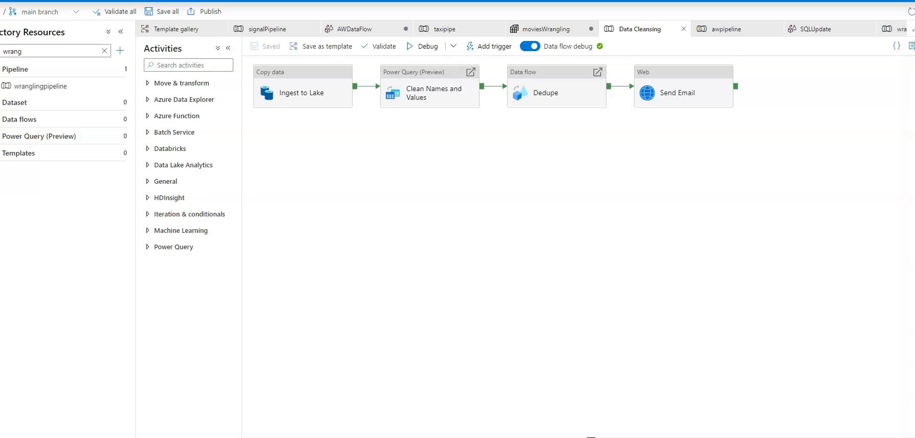 Getting started with wrangling data flow in Azure Data Factory - Azure Data  Factory | Microsoft Learn