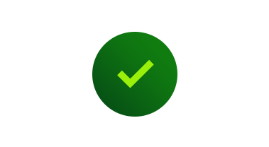 Dark green icon with green checkmark