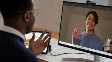 A person attending a virtual visit with a healthcare professional.