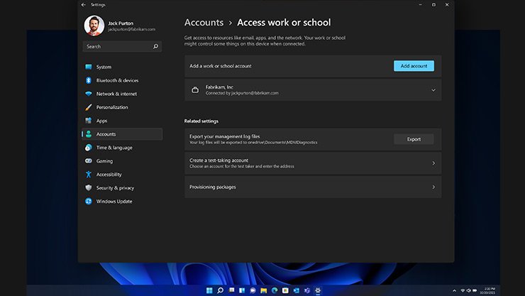 Pantalla de seguridad de una cuenta de Windows 11