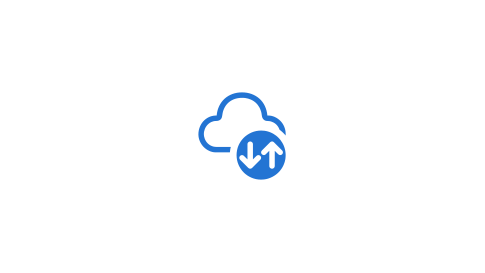 Um ícone de nuvem com setas representando o download e upload de dados