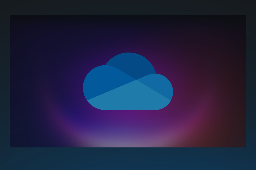 A blue cloud icon against a purple background