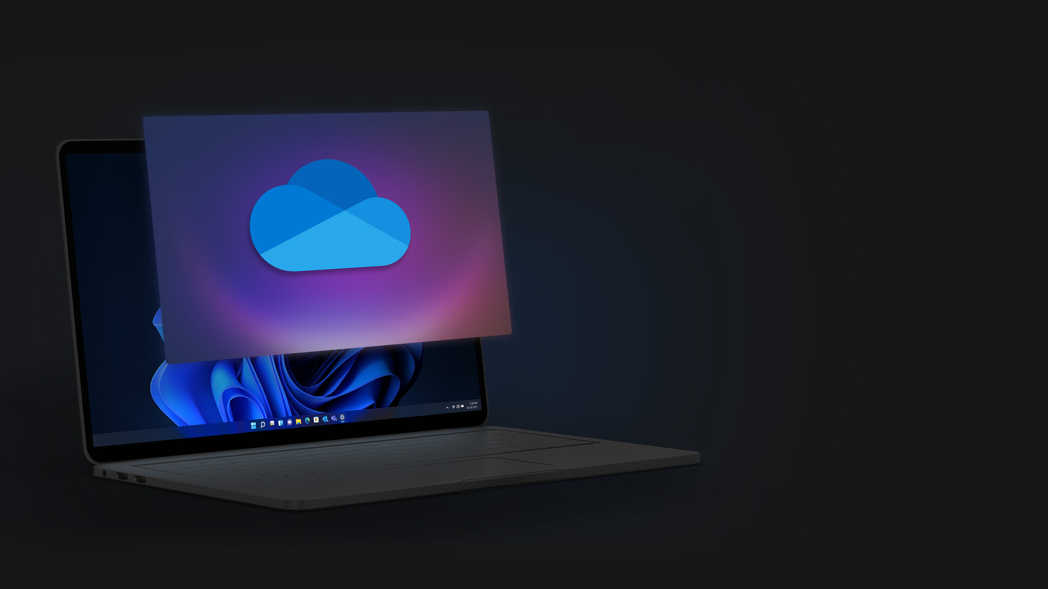 A blue cloud icon on a purple screen