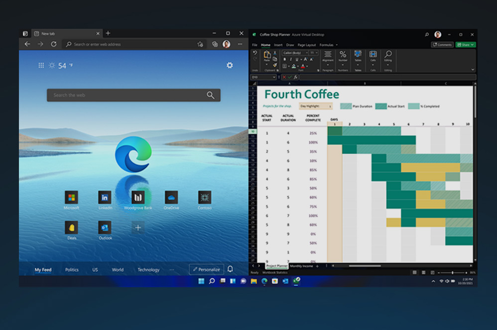 Экран с виртуальными приложениями Windows 11