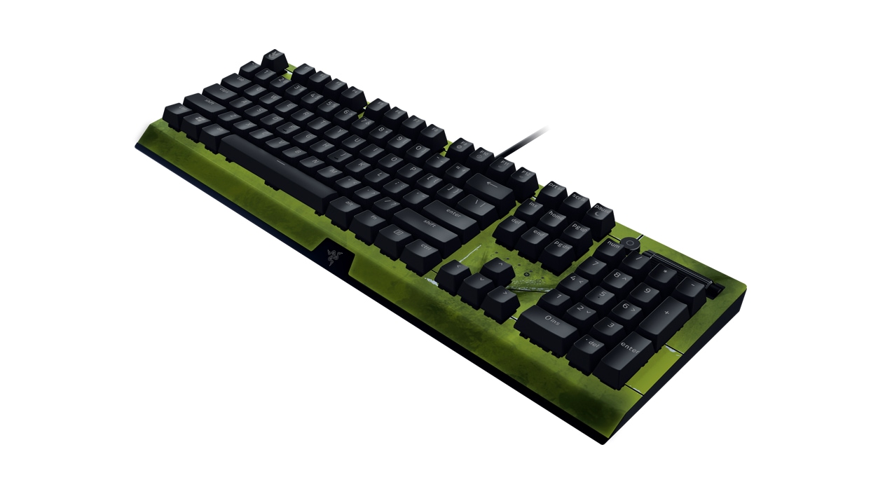 Razer Black Widow V 3 Mechanical Gaming Keyboard – HALO Infinite Edition facing left