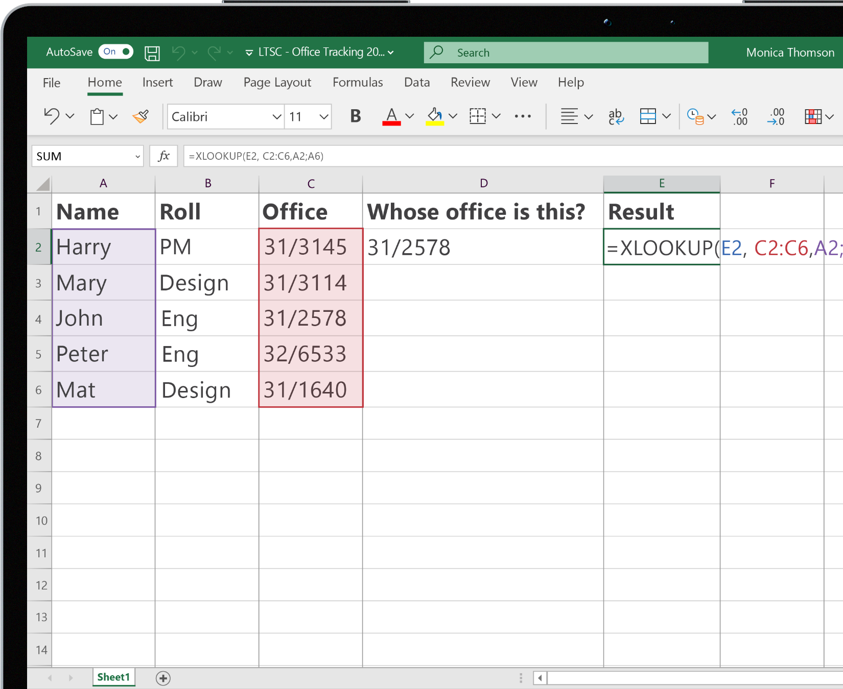 an excel sheet in which data is being highlighted