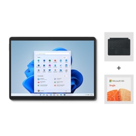 Ein Surface Pro 8 Essential Bundle mit einem Surface Pro Type Cover und Microsoft 365 Single.